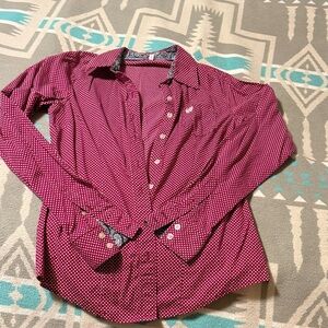 Cinch Red and White Polka Dot Shirt